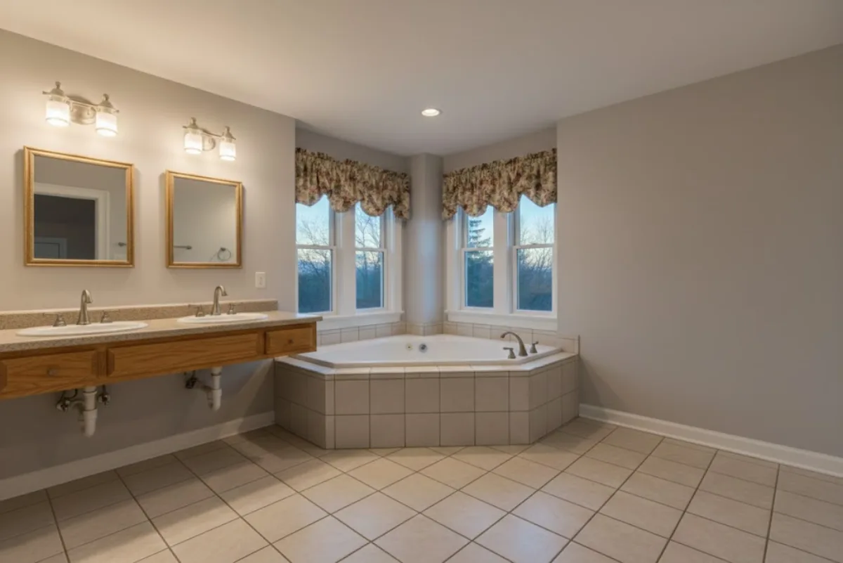 Bathroom before renovation — outdated and worn